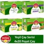 Doğuş Yeşil Çay Serisi 20'li x 4 Adet (Sade, Bergamotlu, limonlu, Tarçınlı Karanfilli)