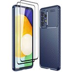 DOINK Samsung Galaxy A73 5G için Ultra Silikon Kılıf, Fiber Darbeye Dayanıklı Tampon Kılıfı [2 Paket Temperli Cam Ekran Koruyucu] - Mavi
