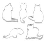 DOITOOL 5 parça Sevimli Kedi Şekilli Kurabiye Kalıpları Bisküvi Paslanmaz Çelik Pişirme Kalıpları Fondan Kesiciler Kurabiye Çikolata Kalıbı Mutfak Pişirme Aleti