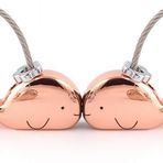 DOJoykey Anahtarlık 2 adet Parlak Gül Altını Balina Şekilli Çift Anahtarlık Manyetik Ağızlı Doğum Günü Düğün Noel Hediyesi Kız Arkadaş Sevgilisi Arkadaş için, altın yükseldi, S