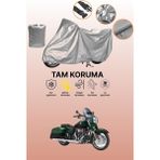 Dokaca Gri Harley-Davidson Cvo Road King Uyumlu Motosiklet Brandası, Koruyucu Örtü, Motor Branda - Gri Arka Çanta ve Kilit Uyumsuz