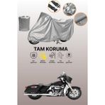 Dokaca Gri Harley-Davidson Electra Glide Standard Flhtı Uyumlu Motosiklet Brandası, Koruyucu Örtü - Gri Arka Çanta ve Kilit Uyumsuz