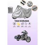 Dokaca Gri Harley-Davidson Flhx Street Glide Uyumlu Motosiklet Brandası, Koruyucu Örtü, Motor Branda - Gri Arka Çanta ve Kilit Uyumsuz