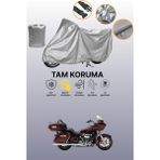 Dokaca Gri Harley-Davidson Road Glide Ultra Uyumlu Motosiklet Brandası, Koruyucu Örtü, Motor Branda - Gri Arka Çanta ve Kilit Uyumsuz