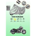 Dokaca Gri Harley-Davidson Road King Flhrı Uyumlu Motosiklet Brandası, Koruyucu Örtü, Motor Branda - Gri Arka Çanta ve Kilit Uyumsuz