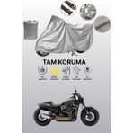 Dokaca Gri Harley-Davidson Softail Fat Bob Uyumlu Motosiklet Brandası, Koruyucu Örtü, Motor Branda - Gri Arka Çanta ve Kilit Uyumsuz