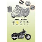 Dokaca Gri Harley-Davidson Sportster 1200 Custom Uyumlu Motosiklet Brandası, Koruyucu Örtü, Motor Branda - Gri Arka Çanta ve Kilit Uyumsuz
