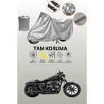 Dokaca Gri Harley-Davidson Sportster Iron 883 Uyumlu Motosiklet Brandası, Koruyucu Örtü, Motor Branda - Gri Arka Çanta ve Kilit Uyumsuz
