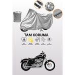 Dokaca Gri Harley-Davidson Sportster XL883 Uyumlu Motosiklet Brandası, Koruyucu Örtü, Motor Branda - Gri Arka Çanta ve Kilit Uyumsuz