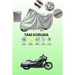 Dokaca Gri Harley-Davidson Street Glide St Uyumlu Motosiklet Brandası, Koruyucu Örtü, Motor Branda - Gri Arka Çanta ve Kilit Uyumsuz
