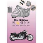 Dokaca Gri Harley-Davidson Vrsc V-Rod Muscle Uyumlu Motosiklet Brandası, Koruyucu Örtü, Motor Branda - Gri Arka Çanta ve Kilit Uyumsuz