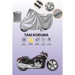 Dokaca Gri Harley-Davidson Vrscd Night Rod Uyumlu Motosiklet Brandası, Koruyucu Örtü, Motor Branda - Gri Arka Çanta ve Kilit Uyumsuz