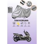 Dokaca Gri Honda PCX150 Uyumlu Motosiklet Brandası, Koruyucu Örtü, Motor Branda - Gri Arka Çanta ve Kilit Uyumsuz