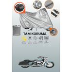 Dokaca Gri Kilit ve Arka Çanta Uyumlu Harley-Davidson Road King Custom Flhrsı Uyumlu Motosiklet Brandası - Gri Arka Çanta ve Kilit Uyumlu