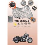 Dokaca Gri Kilit ve Arka Çanta Uyumlu Harley-Davidson Road King Flhrı Uyumlu Motosiklet Brandası - Gri Arka Çanta ve Kilit Uyumlu