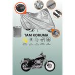 Dokaca Gri Kilit ve Arka Çanta Uyumlu Harley-Davidson Sportster Custom XL1200C Uyumlu Motosiklet Brandası - Gri Arka Çanta ve Kilit Uyumlu