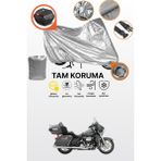 Dokaca Gri Kilit ve Arka Çanta Uyumlu Harley-Davidson Ultra Limited Low Uyumlu Motosiklet Brandası - Gri Arka Çanta ve Kilit Uyumlu