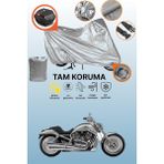 Dokaca Gri Kilit ve Arka Çanta Uyumlu Harley-Davidson Vrsc V-Rod Uyumlu Motosiklet Brandası, Koruma Örtüsü - Gri Arka Çanta ve Kilit Uyumlu