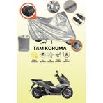 Dokaca Gri Kilit ve Arka Çanta Uyumlu Honda PCX150 Uyumlu Motosiklet Brandası, Koruma Örtüsü - Gri Arka Çanta ve Kilit Uyumlu