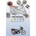 Dokaca Gri Kilit ve Arka Çanta Uyumlu Kuba Çita 150R Uyumlu Motosiklet Brandası, Koruma Örtüsü - Gri Arka Çanta ve Kilit Uyumlu
