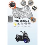 Dokaca Gri Kilit ve Arka Çanta Uyumlu Yamaha Tricity 155 Uyumlu Motosiklet Brandası, Koruma Örtüsü - Gri Arka Çanta ve Kilit Uyumlu
