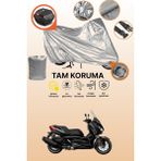 Dokaca Gri Kilit ve Arka Çanta Uyumlu Yamaha X-Max 400 Iron Max Uyumlu Motosiklet Brandası, Koruma Örtüsü - Gri Arka Çanta ve Kilit Uyumlu