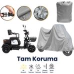 Dokaca Gri Tek Koltuklu 3 Tekerlekli Moped Brandası, Elektrikli Motosiklet Brandası - Gri-Tek Koltuk-Kilit Uyumsuz