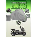 Dokaca Neo Gri Neon Fitilli Arka Çanta Uyumlu Honda PCX150 Uyumlu Motor Brandası, Koruyucu Örtü - Gri-Arka Çanta Uyumlu