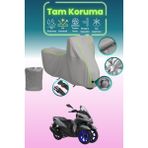 Dokaca Neo Gri Neon Fitilli Kilit Uyumlu Yamaha Tricity 155 Uyumlu Motor Brandası, Koruyucu Örtü - Gri-Kilit Uyumlu