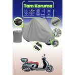 Dokaca Neo Gri Neon Fitilli Kilit ve Arka Çanta Uyumlu Arora Mojito Pro S Uyumlu Motosiklet Brandası - Gri-Arka Çanta ve Kilit Uyumlu