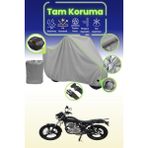 Dokaca Neo Gri Neon Fitilli Kilit ve Arka Çanta Uyumlu Mondial 150 Mr Vulture Uyumlu Motosiklet Brandası - Gri-Arka Çanta ve Kilit Uyumlu