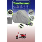 Dokaca Neo Gri Neon Fitilli Kilit ve Arka Çanta Uyumlu Mondial 50 Turismo Uyumlu Motosiklet Brandası - Gri-Arka Çanta ve Kilit Uyumlu