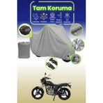 Dokaca Neo Gri Neon Fitilli Kilit ve Arka Çanta Uyumlu Mondial Vulture I-E Uyumlu Motosiklet Brandası - Gri-Arka Çanta ve Kilit Uyumlu