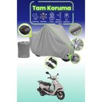 Dokaca Neo Gri Neon Fitilli Kilit ve Arka Çanta Uyumlu Yamaha Cygnus L Uyumlu Motosiklet Brandası - Gri-Arka Çanta ve Kilit Uyumlu