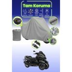 Dokaca Neo Gri Neon Fitilli Kilit ve Arka Çanta Uyumlu Yamaha Tricity 300 Uyumlu Motosiklet Brandası - Gri-Arka Çanta ve Kilit Uyumlu
