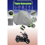 Dokaca Neo Gri Neon Fitilli Kilit ve Arka Çanta Uyumlu Yamaha X-Max 250 Abs Uyumlu Motosiklet Brandası - Gri-Arka Çanta ve Kilit Uyumlu