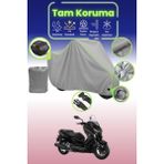 Dokaca Neo Gri Neon Fitilli Kilit ve Arka Çanta Uyumlu Yamaha X-Max 250 Iron Max Abs Uyumlu Motosiklet Brandası - Gri-Arka Çanta ve Kilit Uyumlu