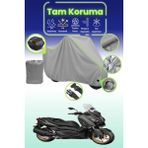 Dokaca Neo Gri Neon Fitilli Kilit ve Arka Çanta Uyumlu Yamaha X-Max 250 Tech Max Uyumlu Motosiklet Brandası - Gri-Arka Çanta ve Kilit Uyumlu