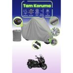 Dokaca Neo Gri Neon Fitilli Kilit ve Arka Çanta Uyumlu Yamaha X-Max 300 Tech Max Uyumlu Motosiklet Brandası - Gri-Arka Çanta ve Kilit Uyumlu