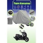 Dokaca Neo Gri Neon Fitilli Kilit ve Arka Çanta Uyumlu Yamaha X-Max 400 Abs Uyumlu Motosiklet Brandası - Gri-Arka Çanta ve Kilit Uyumlu