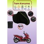 Dokaca Neo Siyah Neon Fitilli Arka Çanta Uyumlu Honda PCX125 Uyumlu Motosiklet Brandası, Koruyucu Örtü - Siyah-Arka Çanta Uyumlu