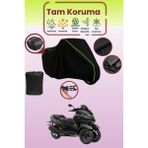 Dokaca Neo Siyah Neon Fitilli Arka Çanta Uyumlu Yamaha Tricity 300 Uyumlu Motosiklet Brandası, Koruyucu Örtü - Siyah-Arka Çanta Uyumlu