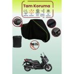 Dokaca Neo Siyah Neon Fitilli Arka Çanta Uyumlu Yamaha X-Max 125 Iron Max Abs Uyumlu Motosiklet Brandası - Siyah-Arka Çanta Uyumlu