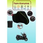 Dokaca Neo Siyah Neon Fitilli Arka Çanta Uyumlu Yamaha X-Max 300 Tech Max Uyumlu Motosiklet Brandası - Siyah-Arka Çanta Uyumlu