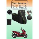 Dokaca Neo Siyah Neon Fitilli Honda PCX125 Uyumlu Motor Branda, Koruyucu Örtü, Motosiklet Brandası - Siyah-Arka Çanta ve Kilit Uyumsuz
