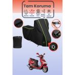Dokaca Neo Siyah Neon Fitilli Kilit Uyumlu Suzuki An 125 Hk Uyumlu Motosiklet Brandası, Koruyucu Örtü - Siyah-Kilit Uyumlu