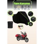 Dokaca Neo Siyah Neon Fitilli Kilit ve Arka Çanta Uyumlu Aprilia Caponord 1200 Abs Travel Pack Motor Brandası - Siyah-Arka Çanta ve Kilit Uyumlu