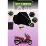 Dokaca Neo Siyah Neon Fitilli Kilit ve Arka Çanta Uyumlu Honda PCX125 Uyumlu Motosiklet Brandası, Koruyucu Örtü - Siyah-Arka Çanta ve Kilit Uyumlu