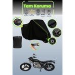 Dokaca Neo Siyah Neon Fitilli Kilit ve Arka Çanta Uyumlu Mondial 150 Mr Vulture Uyumlu Motosiklet Brandası - Siyah-Arka Çanta ve Kilit Uyumlu