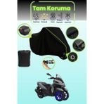 Dokaca Neo Siyah Neon Fitilli Kilit ve Arka Çanta Uyumlu Yamaha Tricity 155 Uyumlu Motosiklet Brandası - Siyah-Arka Çanta ve Kilit Uyumlu